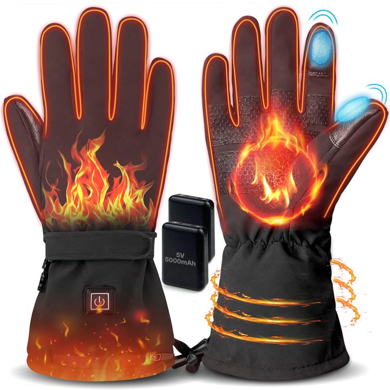 Heated Gloves for Men Women Heated Gloves Rechargeable with 3 Levels Temperature Control Heating Glove Women Men Suitable for Arthritis Raynaud's Alleviate Cycling Skiing (Black, L) (Black, L)