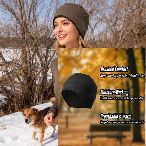 Lightweight Athletic Skull Cap Beanie, Lightweight Quick Dry Sports Helmet Liner for Men Women, Cycling Beanies (US, Alpha, One Size, Black)