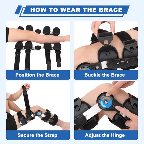JorWystia ROM Knee Brace with Side Stabilizer, Adjustable Hinged Knee Support Brace for Arthritis, ACL, MCL, and PCL Injury, Post Op Knee Orthosis Immobilizer for Left and Right Leg