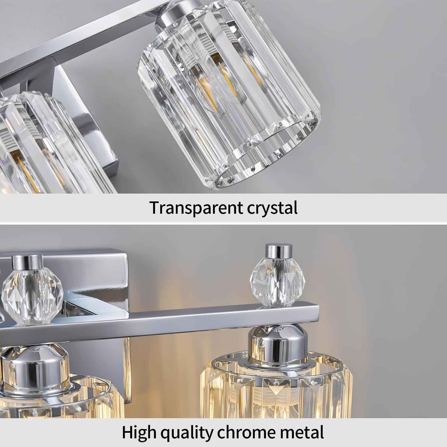 FDPBY Bathroom Vanity Lights 3-Light Chrome Modern Crystal Vanity Light Fixtures Over Mirror Crystal Bathroom Vanity Lighting Fixtures