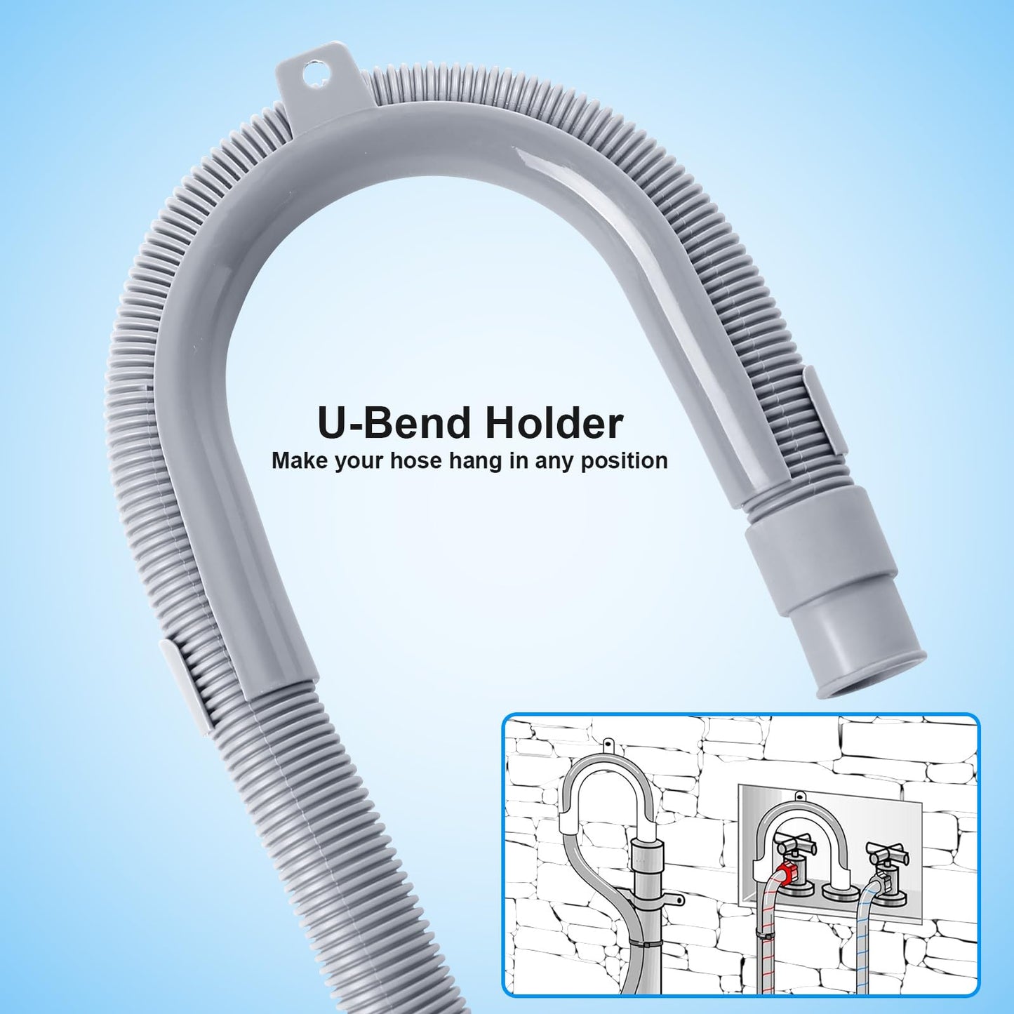 Elyfree Washing Machine Drain Hose, 6 Feet Universal Dishwasher Drain Hose Extension Kit Corrugated Washer Hoses, 7 PCS Set with 4 Clamps & 1 U-Bend Hose Holder