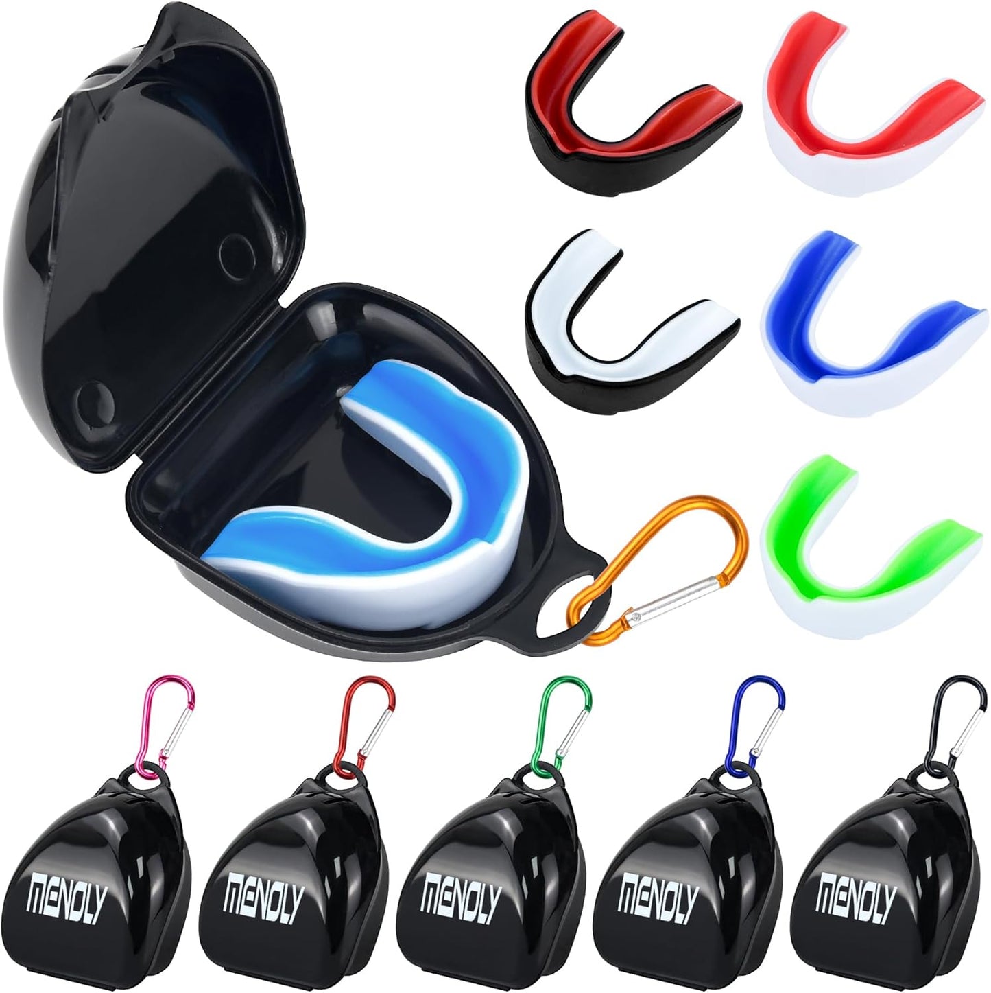 MENOLY Youth Mouth Guard - 6 Pack with Portable Cases for Football, Basketball, Boxing & More