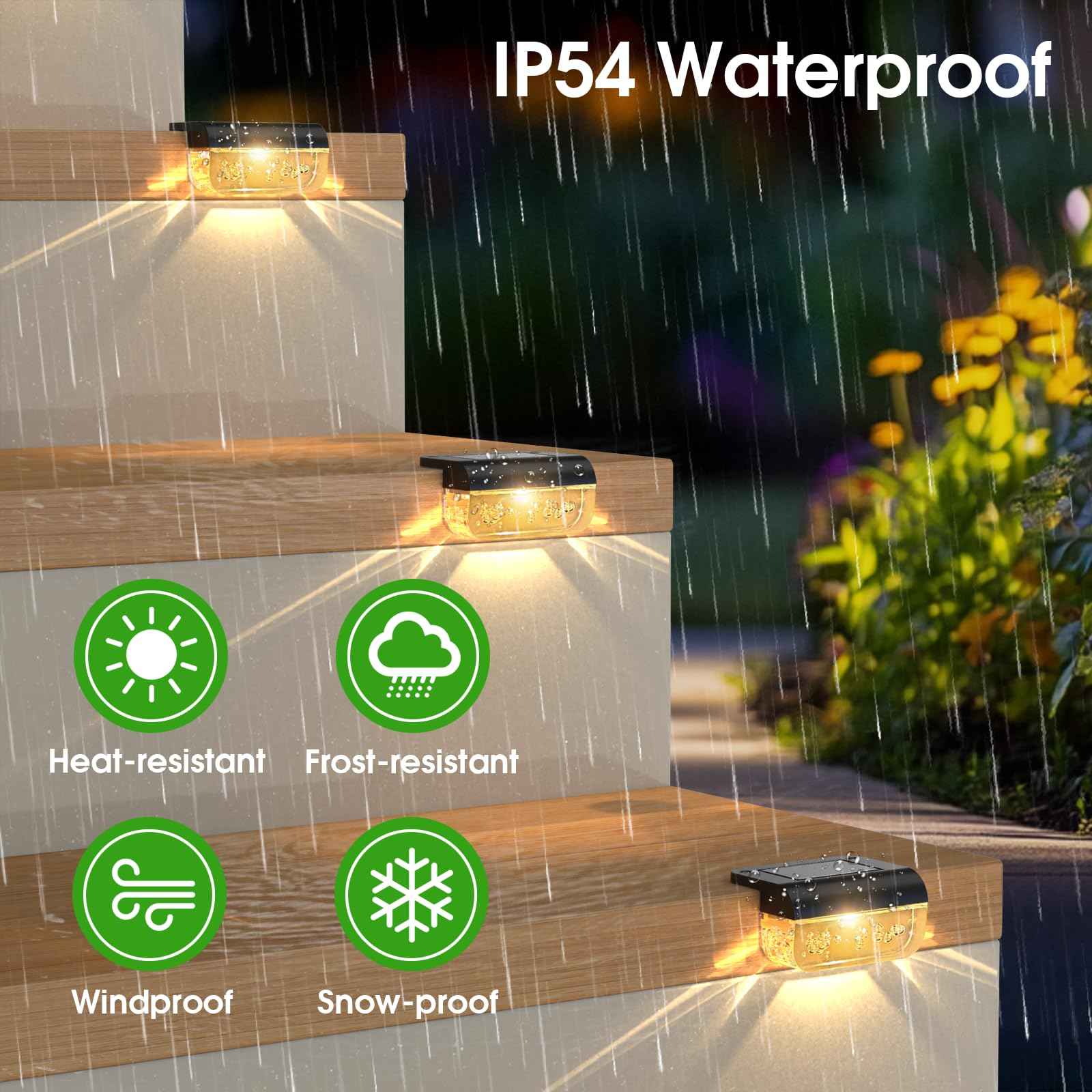 Eyrosa Solar Deck Lights 8 Pack, Solar Lights Outdoor Waterproof for Outside, Stairs, Step, Fence, Yard, Garden, Patio, Pool, Railing (Warm White)