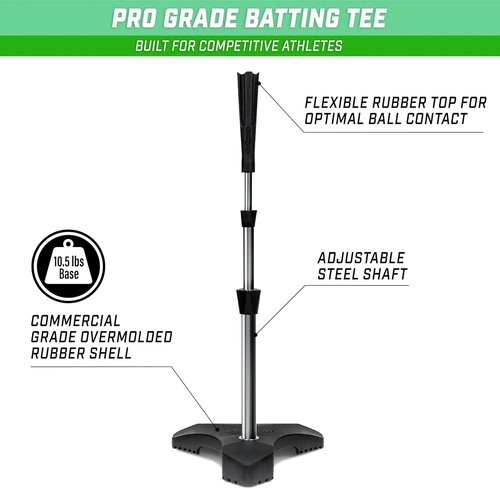 GoSports Baseball & Softball Pro Batting Tee - Heavy-Duty Tripod Base & Adjustable Height