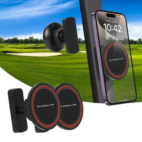 2-Pack Magnetic Golf Cart Phone Holder, Golf Cart Phone Mount with N52 Magnets Compatible with EZGO, Club Car, Yamaha, Golf Cart Accessories