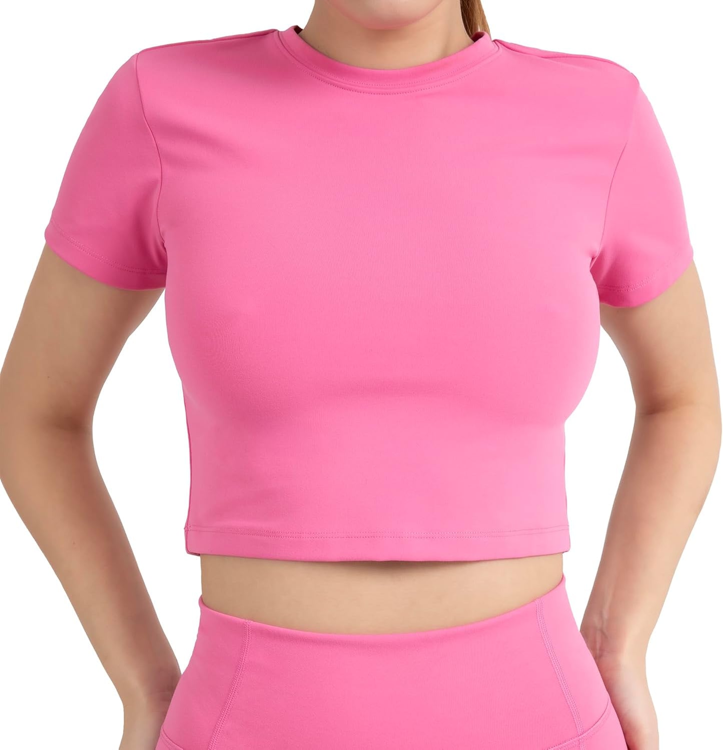 YITTY Active Ultraluxe Essential Crop Tee - 4-Way Stretch Athleisure Top for Women