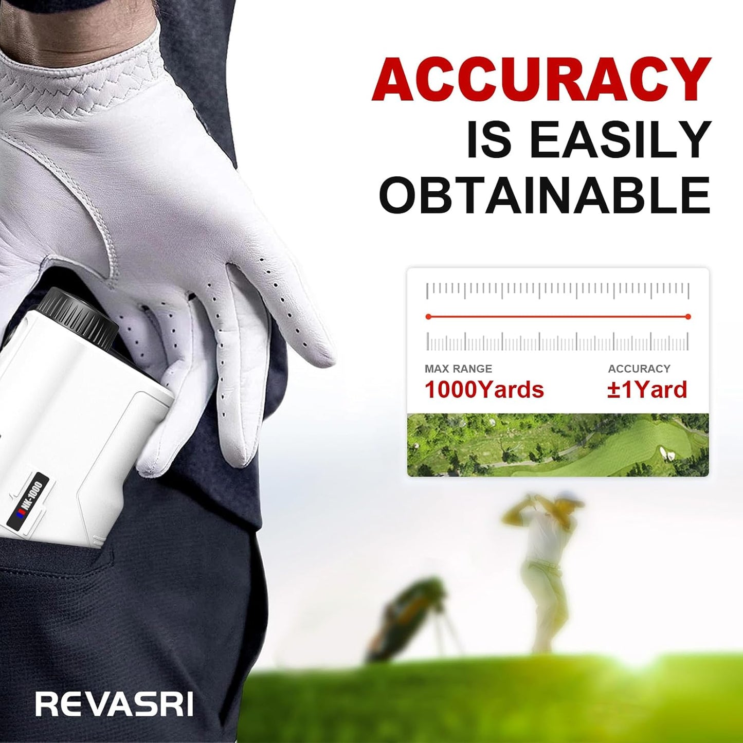 Revasri Golf Rangefinder - Slope & Pin Lock Vibration | Rechargeable 600/1000 Yards Laser Device