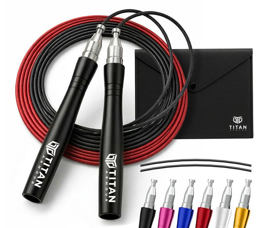 Titan Armour® Speed Rope - Professional Self-Locking & Adjustable, Adult Speed Jump Ropes for Fitness | 2 x Steel Ropes, Cable Protector & Travel Case | Jump Rope Crossfit, Boxing, Fitness MMA for Men & Women