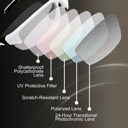 Global Vision Hercules 7 Safety Sunglasses Photochromic Auto-Darkening Clear to Smoke Lens ANSI Z87.1 (White)