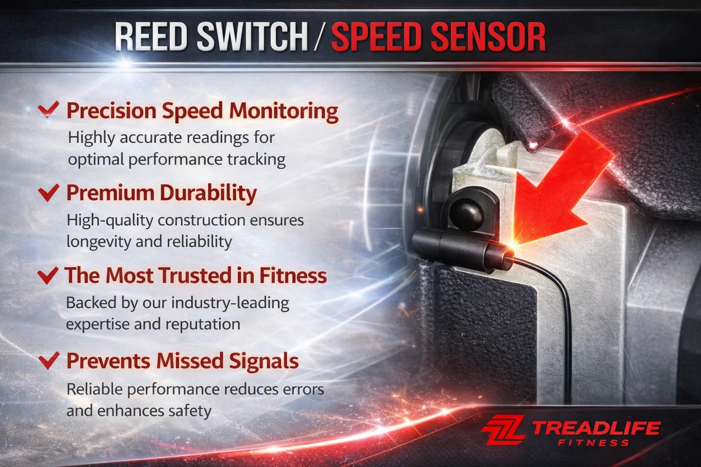Treadmill Reed Switch RPM Speed Sensor | Part No. 405503470210001 | Compatible with LifeSpan TR1200i 4000i TR4000i TR3000i Treadmills