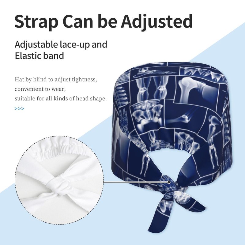 x ray Skull Working Cap Scrub Cap with Sweatband Adjustable for Women Men Nurse Cap