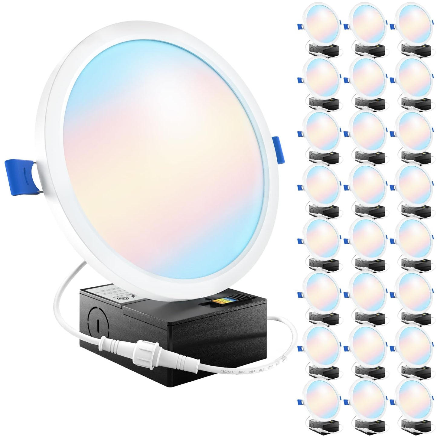 Sunco 24 Pack 6 Inch LED Canless Recessed Lighting, Slim Surface Mount Ceiling Light, Thin Round Flat Panel Fixture, 14W=100W, 1380 LM, Selectable CCT 2700K/3000K/4000K/5000K/6000K, Dimmable ETL