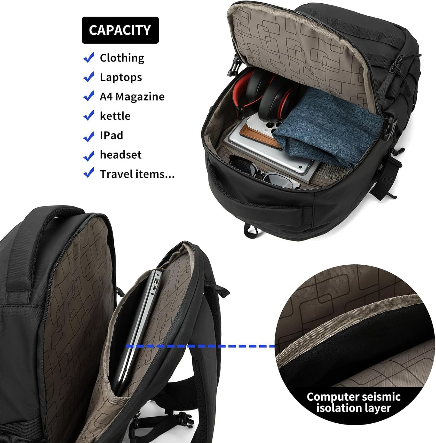 Wotony Tactical Backpack - Military-Grade Design | Compact Black Assault Bag for Men