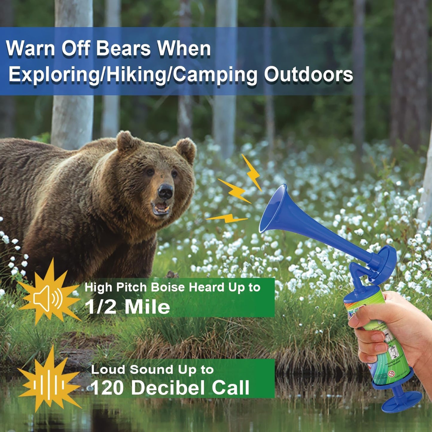 Air Horn | 120DB Marine Safety Alarm for Hiking & Boating | Portable Bear Defense - 2PCS