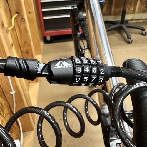 MARQUE Combination Bike Lock Cable- 3/8 inch (5FT, 10FT, 15FT, 25FT) Resettable Combination Lock, Anti-Theft Coiled Secutiry Cable for Bicycles, Kayaks, Paddle Boards, Gates and Outdoor Gear (5 FT)