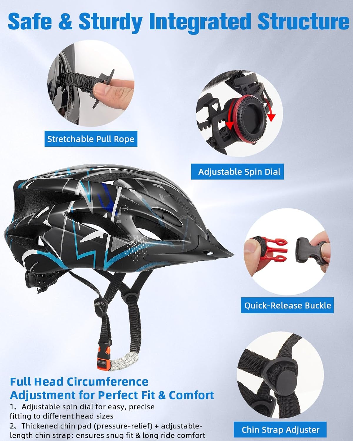 Zacro Adult Bike Helmet - Lightweight CPSC Certified Safety Helmet with Removable Pads & Visor | Ideal for Men & Women