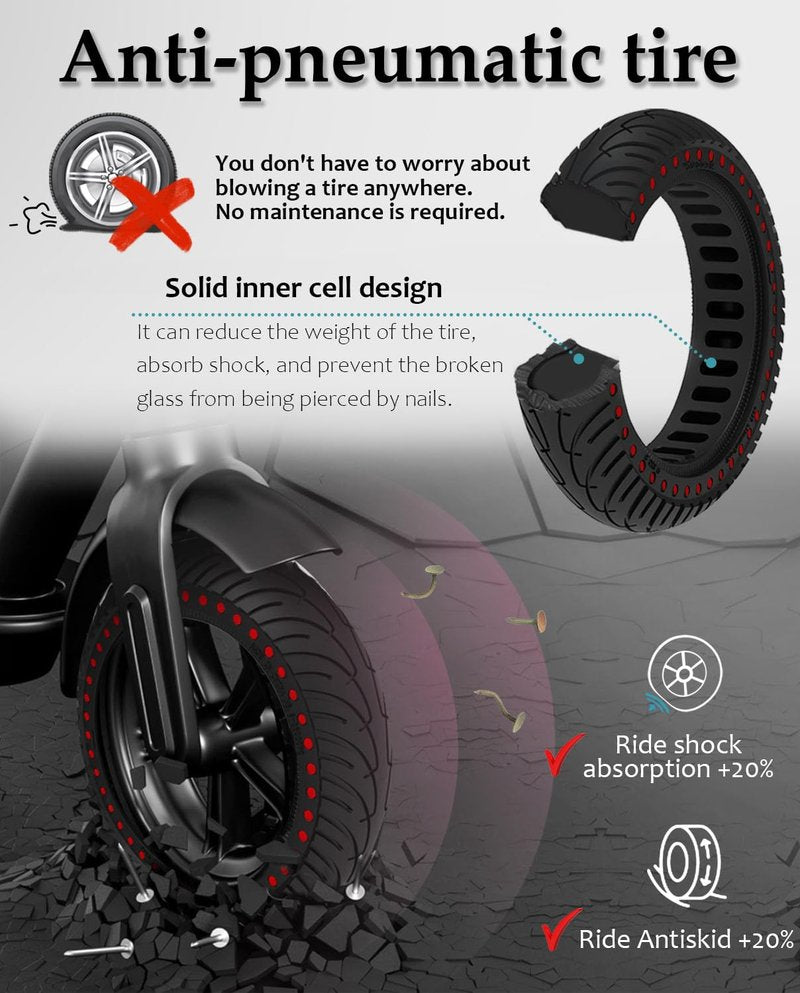 Felixstory 8.5x2 inches Solid Tires，8 1/2 x2 Tire Replacement for Electric Scooter Xiaomi Pro 2 Hiboy S2, 8.5 Inch 50/75-6.1 Rubber Tubeless Tire and All 8.5'' Scooter Tires