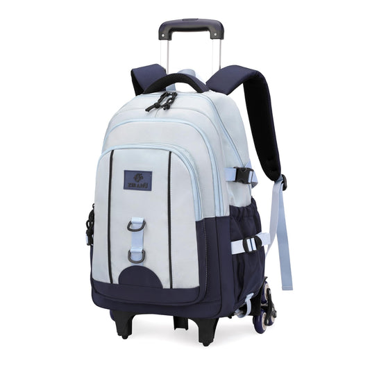 GRUOTEIS Boys Backpack with 6 Wheels for School Kids, Rolling Backpack for Boys Elementary Middle School Bags on Wheels, Blue
