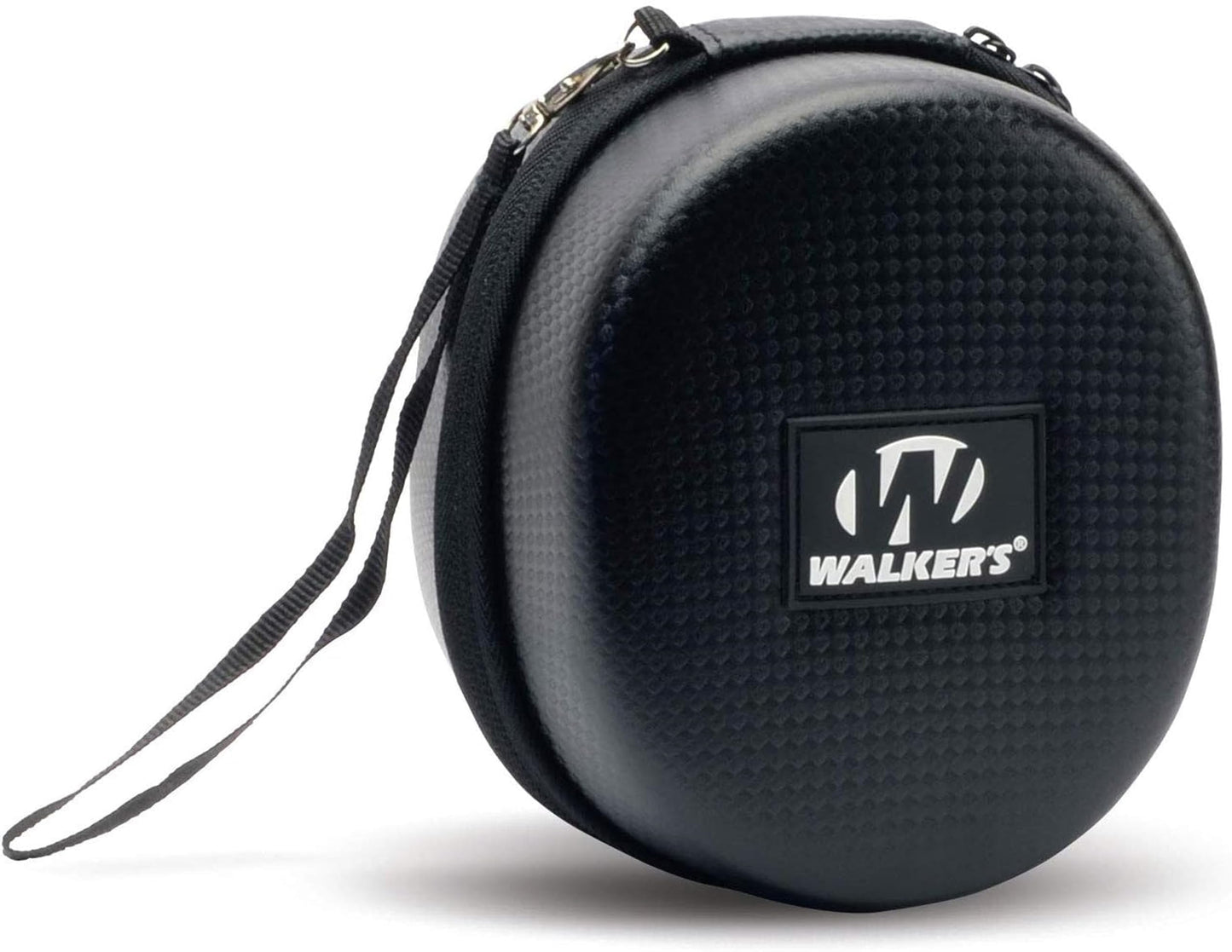Walker's Muff Protective Case | Weather-Resistant Durable Shockproof Dustproof EVA Carbon Finish Hunting Range Shooting Earmuff Carrying Case, Nylon Lanyard
