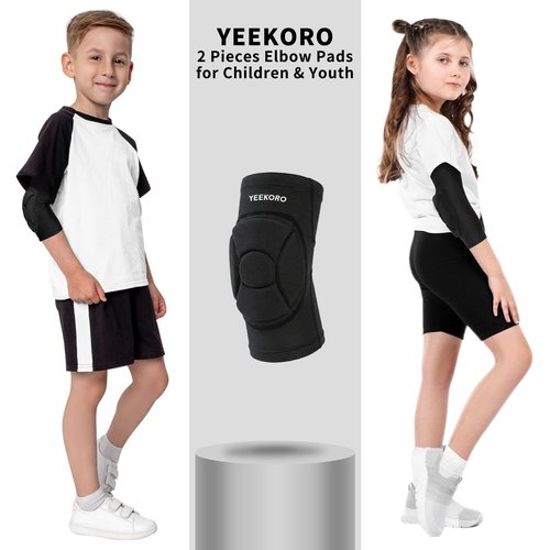 YEEKORO Kids/Youth Knee Pads Elbow Pads Compression Support Sleeve with Thickened Pads Knee Elbow Protective Gear Sports Knee Elbow Protector for Basketball Wrestling Football Volleyball Snowboarding