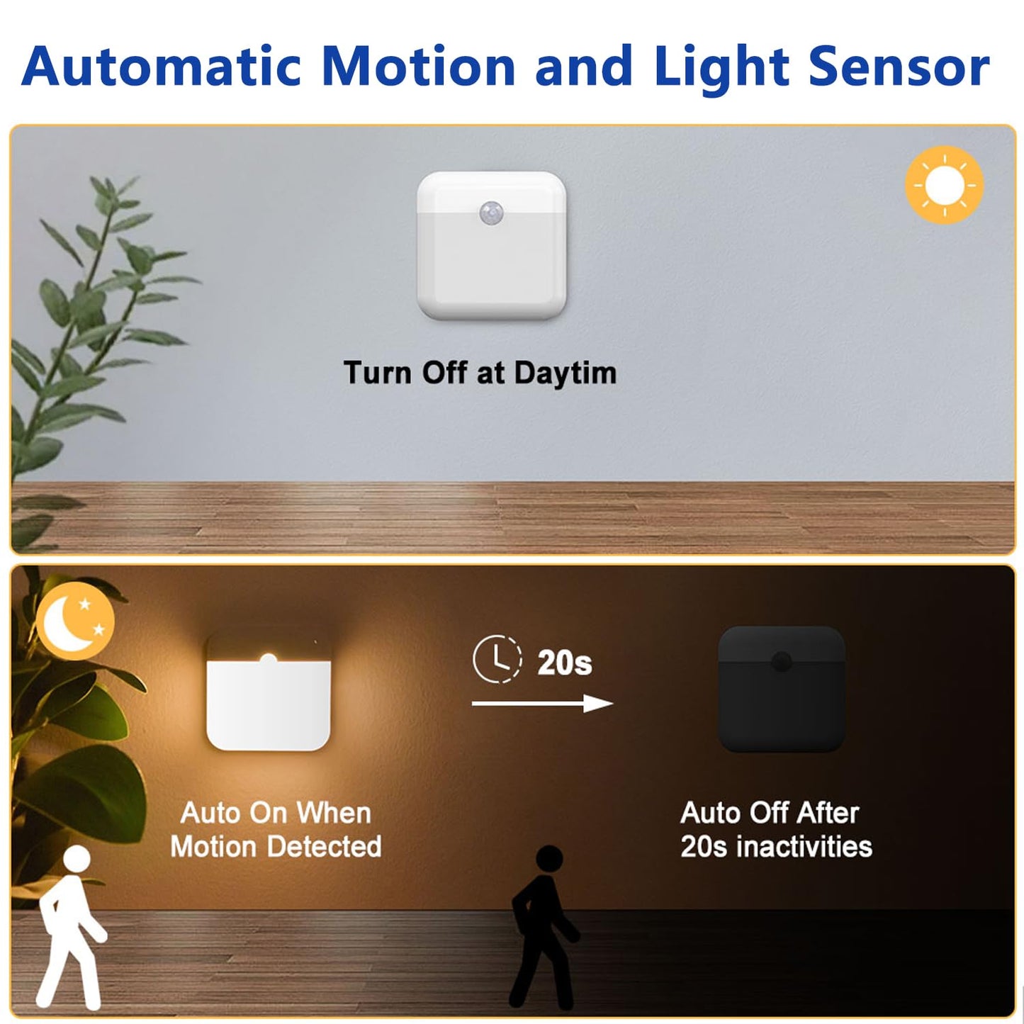 LAIDOLAILA 2 Pcs Magetic Night Light Motion Sensor Cruise Ship Approved with USB Cable LED Rechargeable Battery for Indoor Use in Bathroom Hallway Cabin Toilet Bed Stair Automatic Motion for Travel