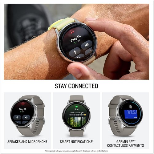 Garmin Venu® 4 GPS Smartwatch - Advanced Health & Fitness Tracker | 45mm, Silver with Gray Band