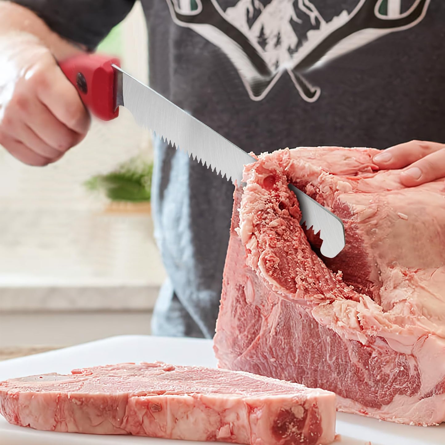 RUITOOL Bone Meat Saw for Hunting and Butchering, Camping Saws for Rib Cutting, Outdoor Portable Hand Saw with Non-Slip Handle, High Carbon Steel 12 TPI Saw Blad with Triple Ground Saw Teeth