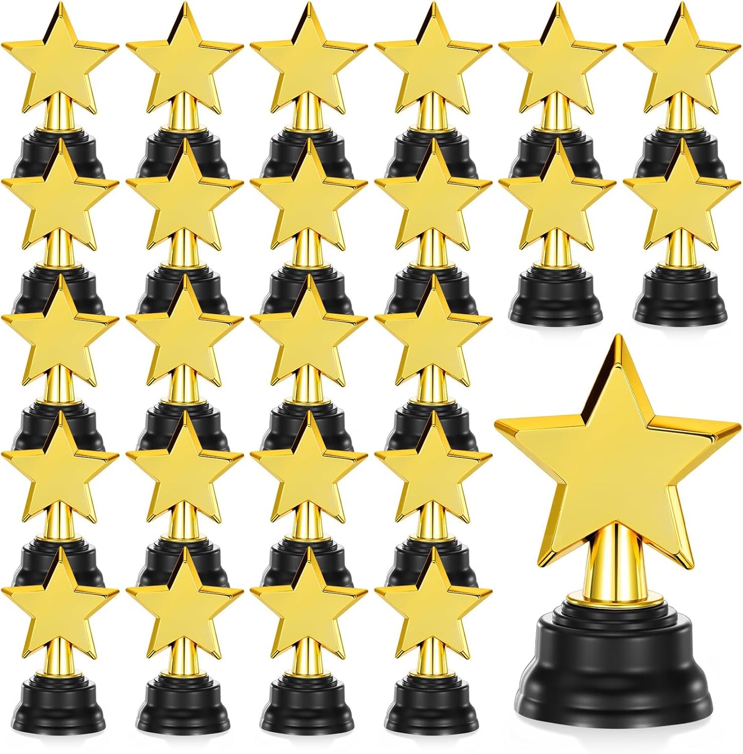 Mini Star Trophy Awards by [Brand Name] - 24 Pack Gold Plastic Trophies for Party Favors & Sports Events (3.5 Inch)