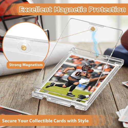 75PT Magnetic Card Holder - 18ct Trading Card Protectors with UV Protection | Thick Hard Plastic Sleeves