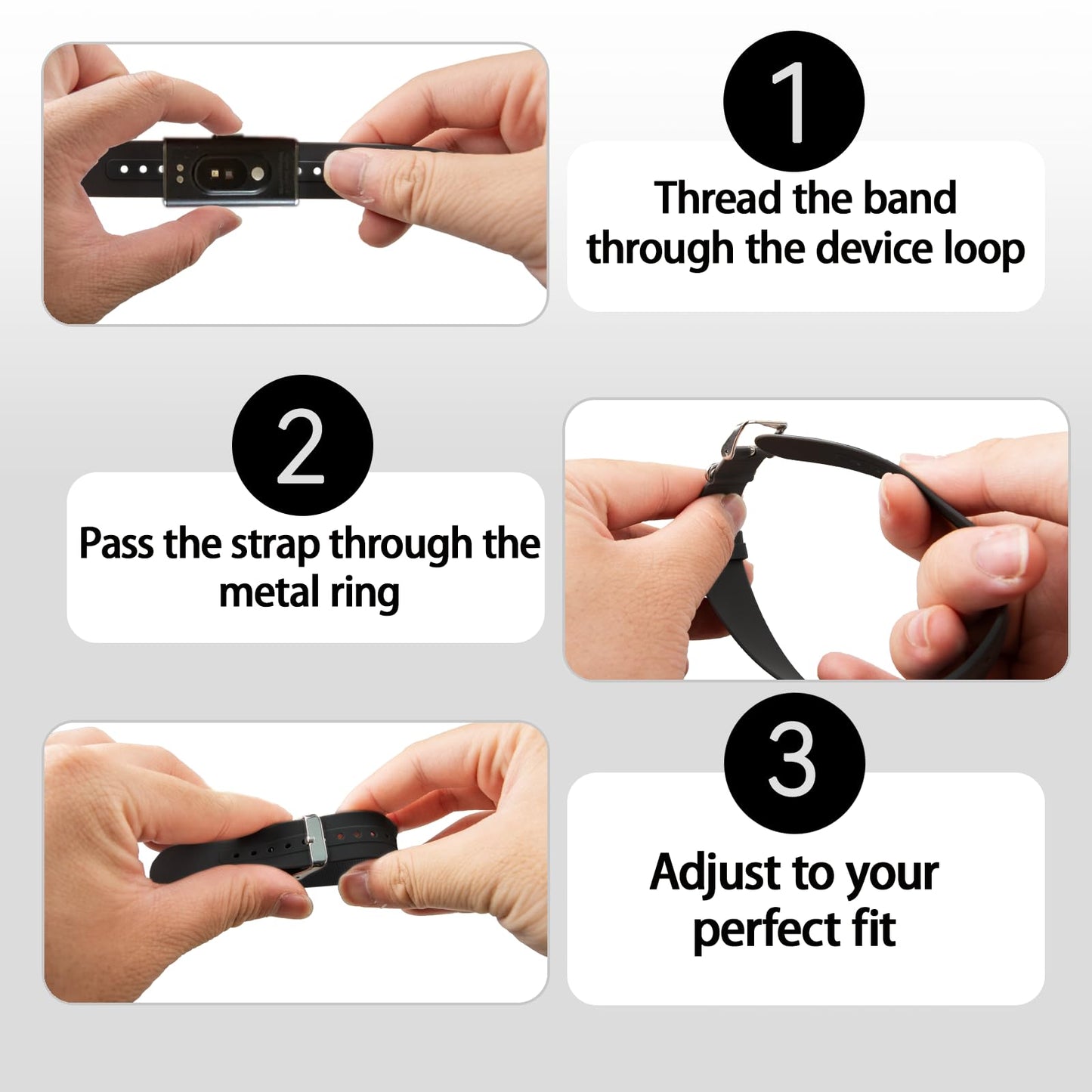 VANEST Replacement Silicone Band Compatible with Hume Band, Soft Adjustable Wristband Strap for Daily Wear, Waterproof, Health and Fitness Wearable Tracker Accessories (Black)