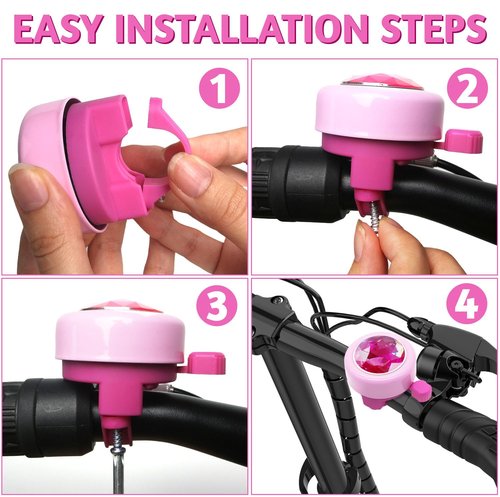 CHILDHOOD Bike Bell for Kids, Pink Gem Bike Accessories for Girls and Kids