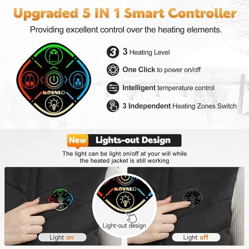 KOVNLO Heated Vest for Women - Smart Button Design with Battery Pack Included | Electric Heated Jacket
