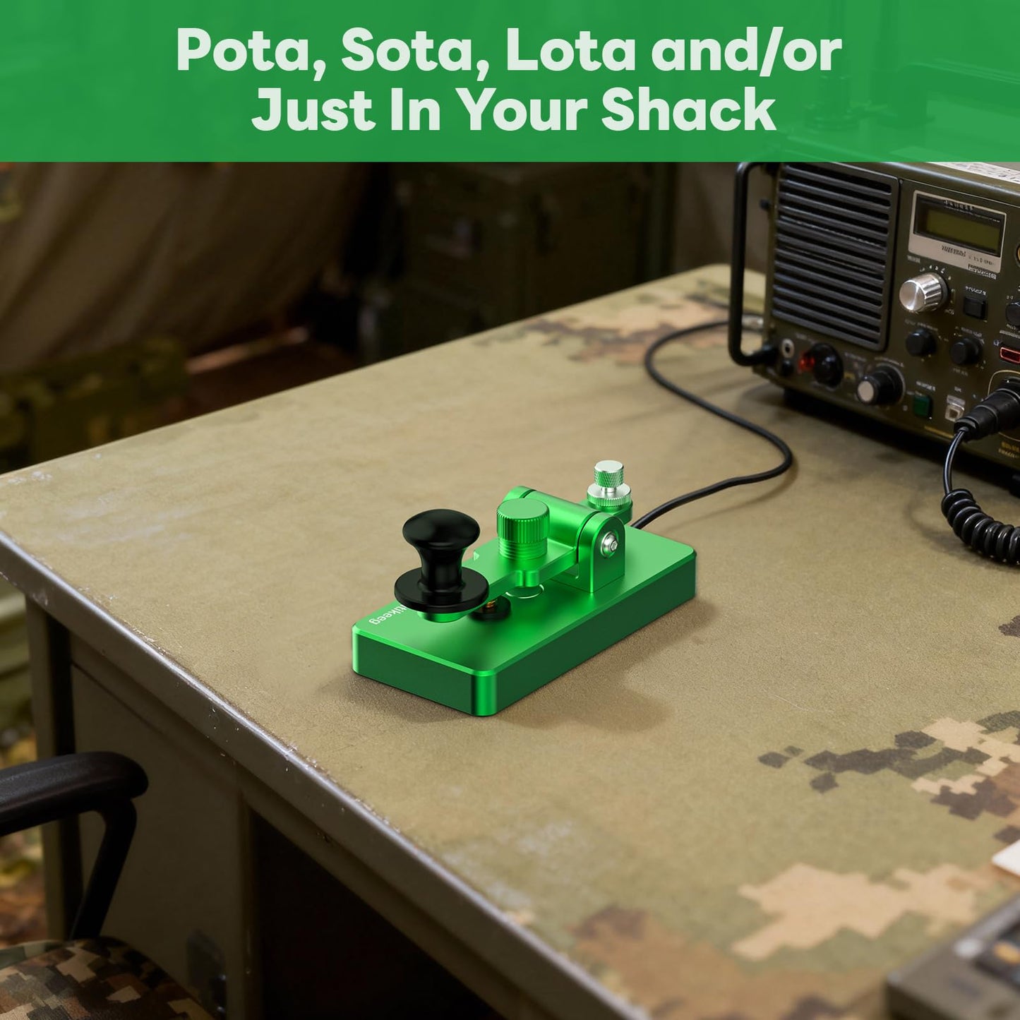 Putikeeg Classical Morse Mini Code Key Morse Code Paddle Key Aluminum Alloy Mini-Key Morse CW Portable Key Morse Practice Key Green