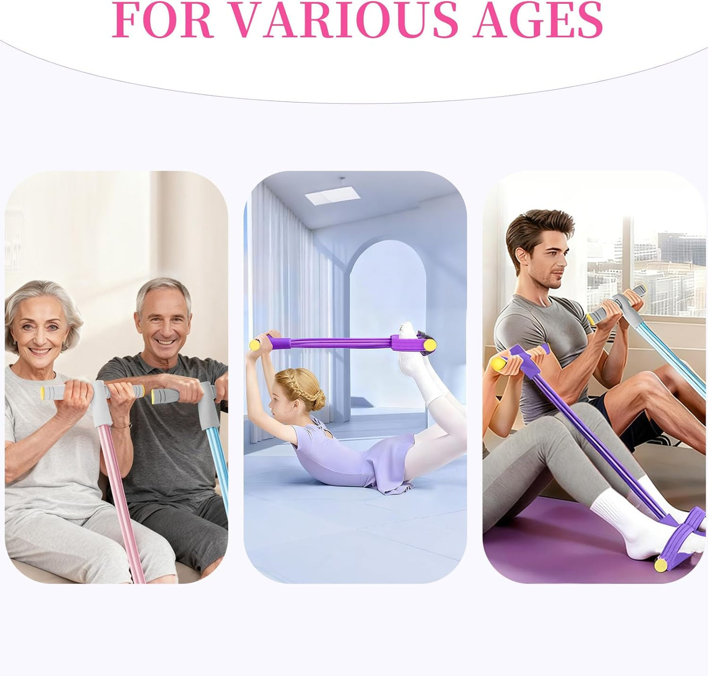 Pedal Resistance Bands - Durable 6-Tube Design for Full-Body Workouts | Natural Rubber, Versatile Fitness Tool