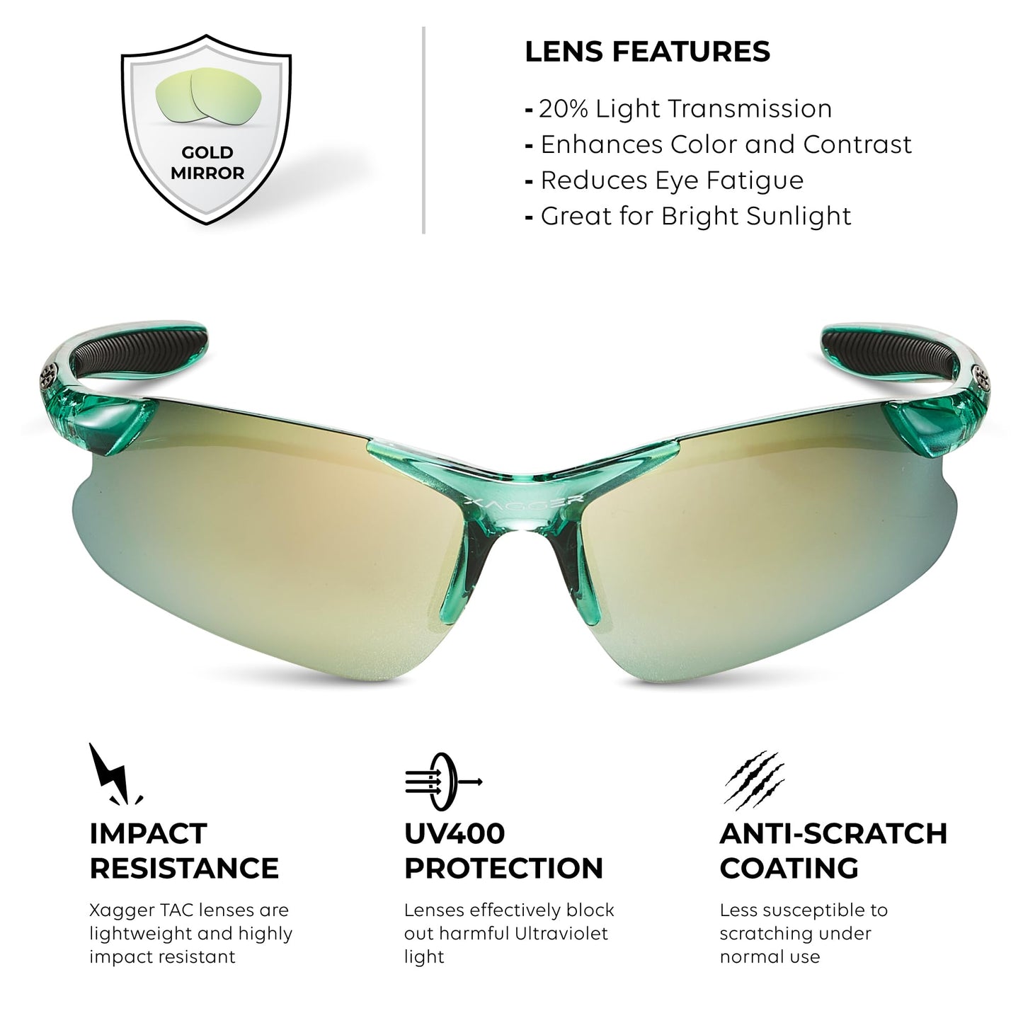 Xagger Kids Youth Polarized Sports Sunglasses for Boys Girls Baseball Softball Glasses TR90 Frame