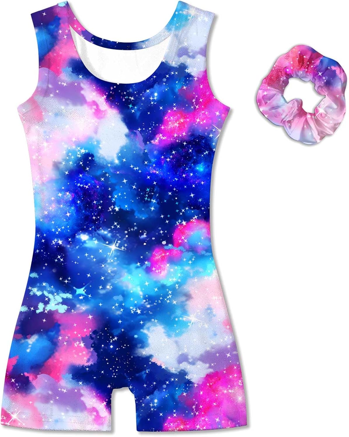 Vogseek Girl Gymnastic Leotards - Sparkle Dance Unitards with Hair Scrunchie | Sizes 4-12Y