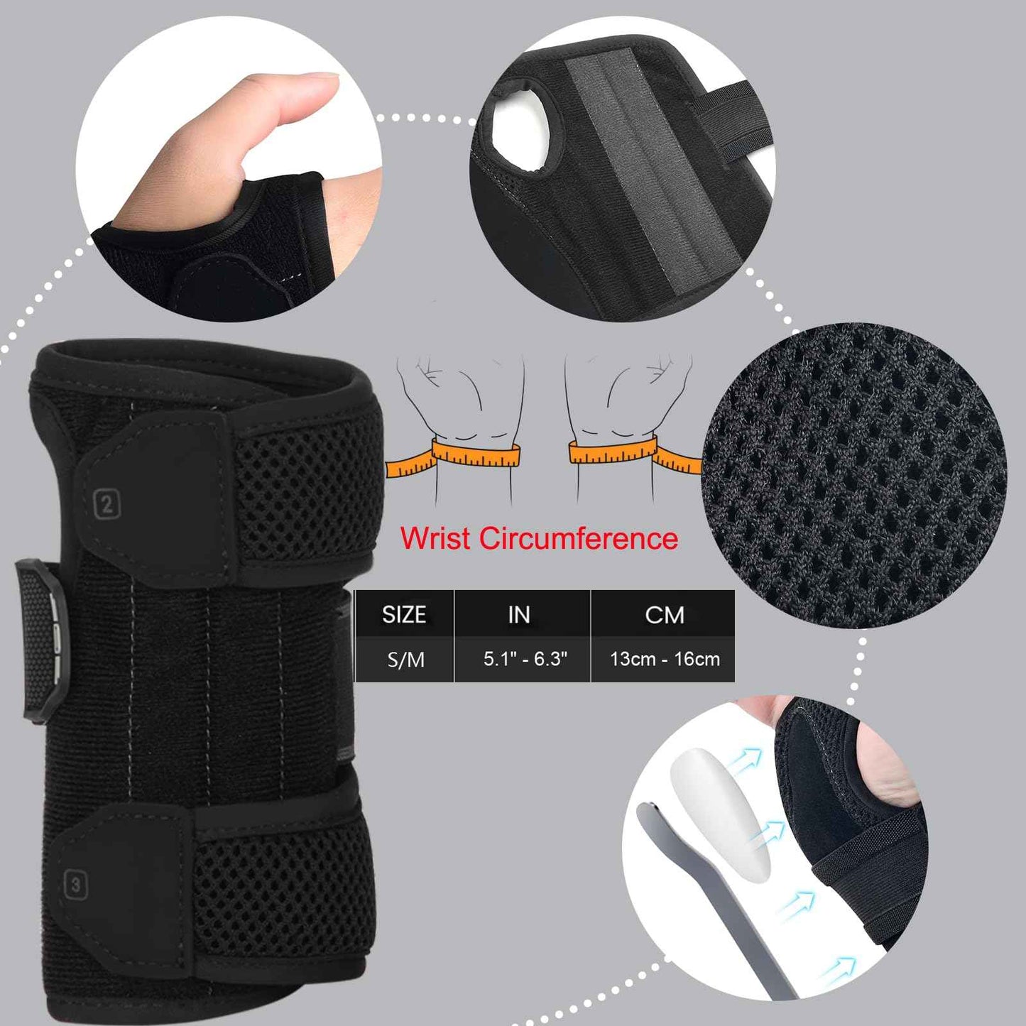 Carpal Tunnel Wrist Brace Night Support - Stop Pain While Sleeping Wrist Support for Women Pregnancy, Office Adjustable Lightweight Hand Brace Splint for Tendinitis, Arthritis