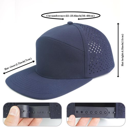 Liarnatio 3Pack Men's Flat Brim Performance Snapback Hat Laser Perforated Adjustable Baseball Cap,Running,Golf,Hiking,Workout (US, Alpha, One Size, Black+Navy+Grey)