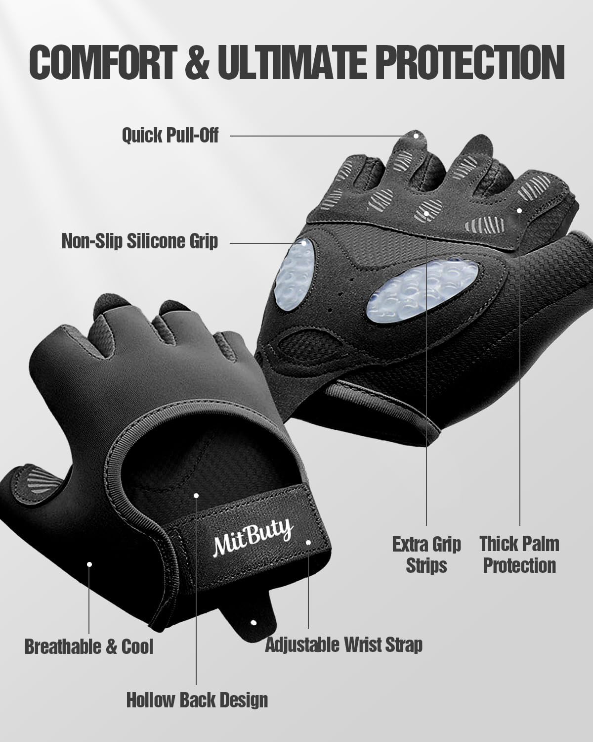 Skiennix Workout Gloves - Fingerless Gym Gloves with Silicone Grip & Palm Padding for Weight Lifting | Unisex