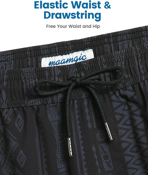 Maamgic Men's Swim Trunks - Quick Dry Bathing Suit with Compression Liner & Zipper Pockets | 5 Inch