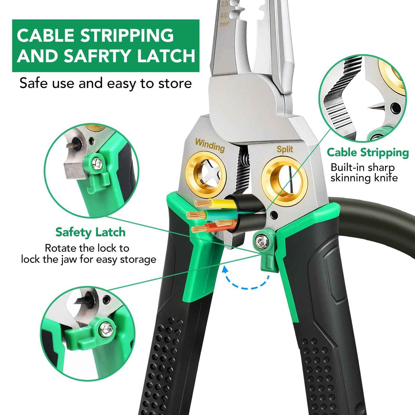 8-in-1 Wire Stripper, Multifunctional Wire Stripper Crimper Cable Cutter Pliers, Professional Wire Strippers Electrical Wire Crimper, Wiring Tools, Electrician, HVAC, Car Repair Tool