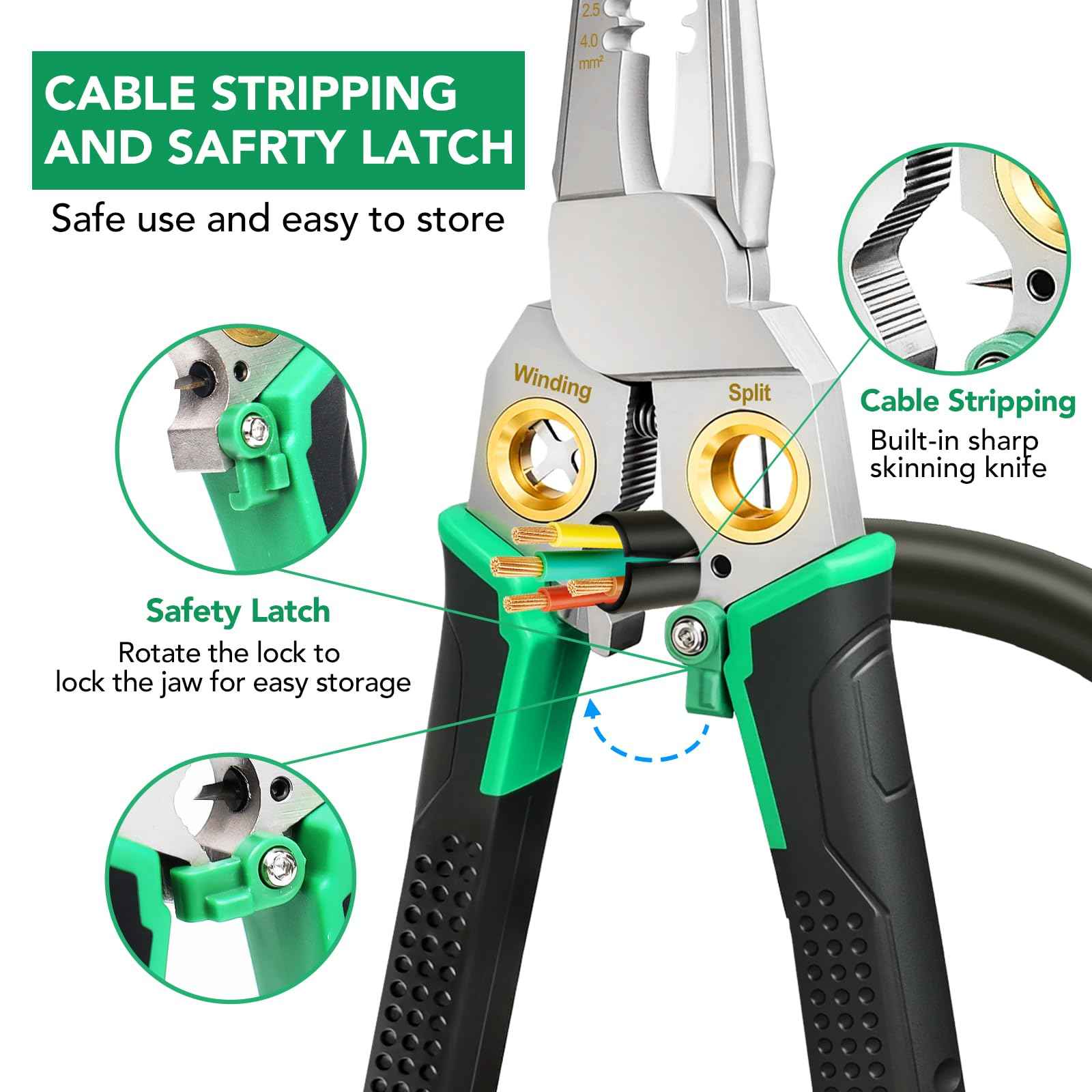 8-in-1 Wire Stripper, Multifunctional Wire Stripper Crimper Cable Cutter Pliers, Professional Wire Strippers Electrical Wire Crimper, Wiring Tools, Electrician, HVAC, Car Repair Tool