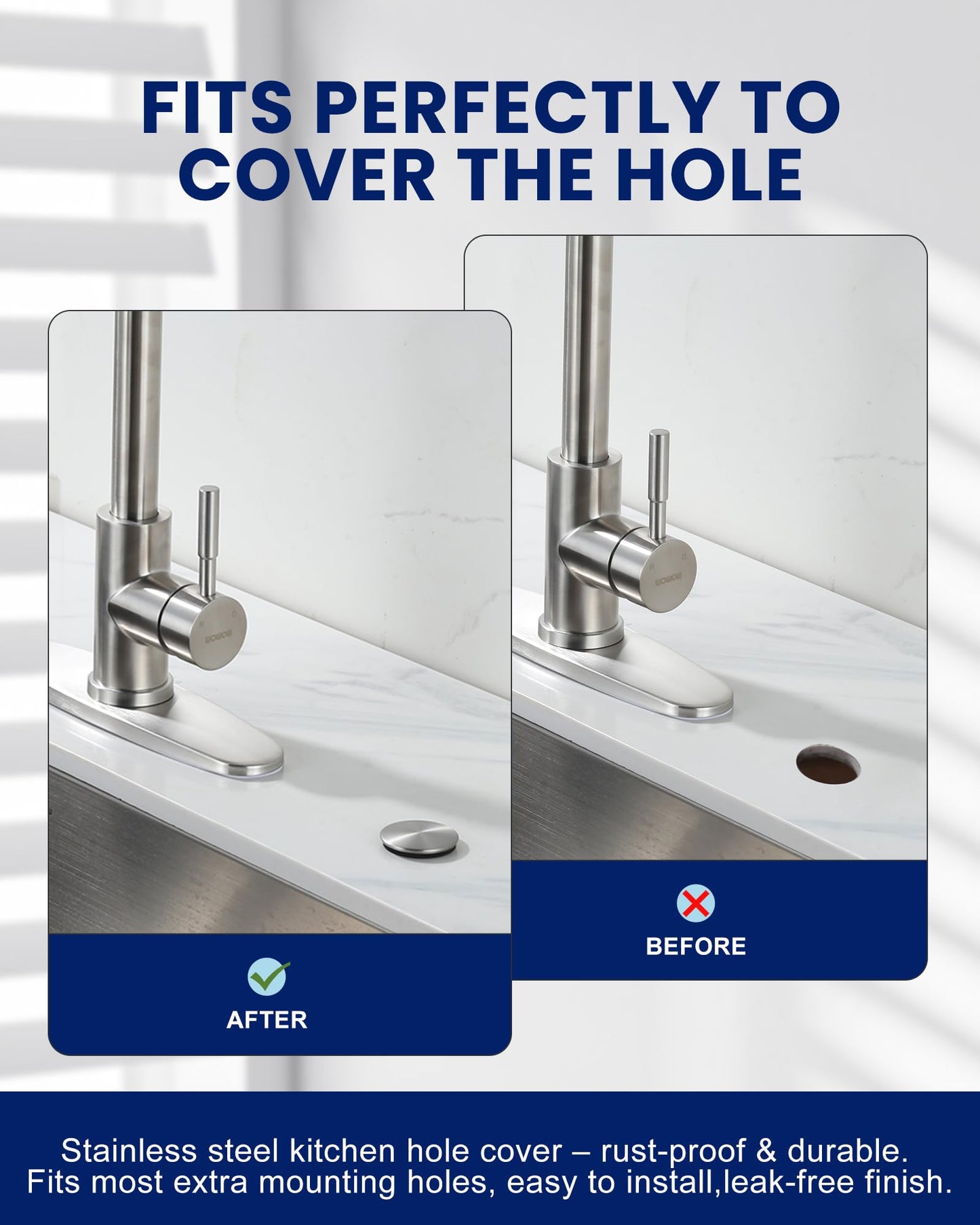 iVIGA Kitchen Sink Hole Cover,Faucet Hole Cover Stainless Steel,Wash Basin Sink Plug Tap Hole Plate Stopper Cover,Brushed Nickel