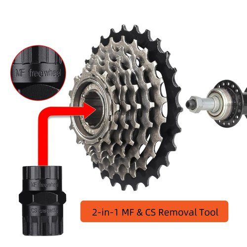 Phidinova Professional Dual Function 2-in-1 Bicycle Cassette and Freewheel Removal/Lockring Tool for Modern Bikes Drivetrain Service Tool