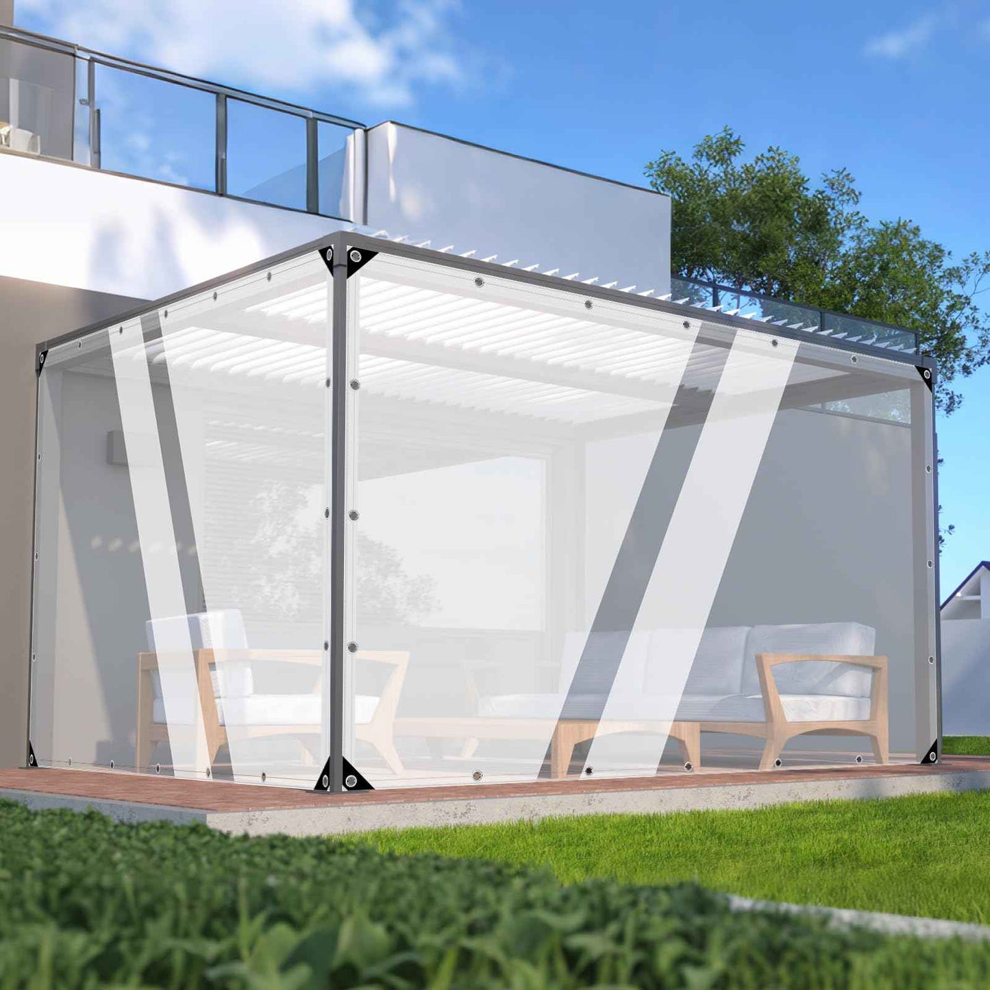 Clear Tarp,6x20ft Clear Tarps with Grommets,14 MiL Heavy Duty Waterproof with Reinforced Edge for Patio and Pavilion,Porch and Outdoor Garden Household Tarpaulin