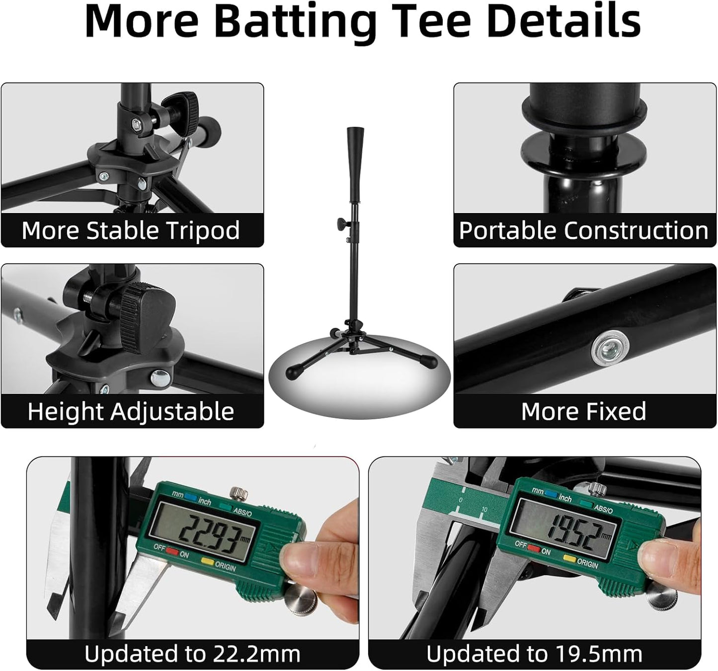 Skiennix Kids Baseball Tee - Portable & Stable Batting Tee with Carry Bag | Adjustable 20.87-31.29 Inches for Ages 3-8