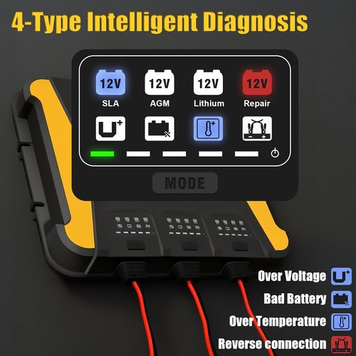 3 Bank Battery Charger 12V | 30A Waterproof Marine Charger & Maintainer for SLA/AGM, Lithium, Calcium & Deep-Cycle Batteries