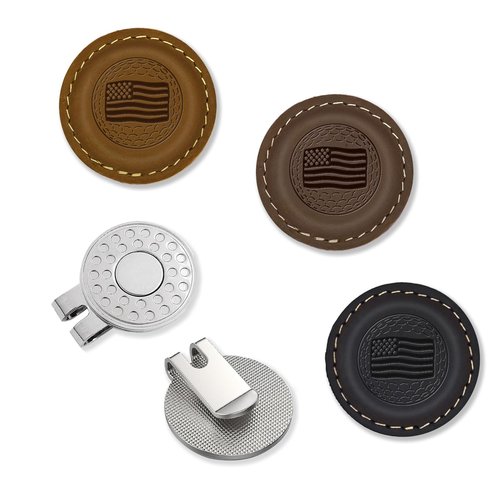 iSamzan Magnetic Golf Ball Markers: Real Leather Magnetic Golf Ball Marker with a Hat Clip - Funny Golf Ball Marker Hat Clip for Women & Men - Ideal for the Golf Putting Green (4Pcs)