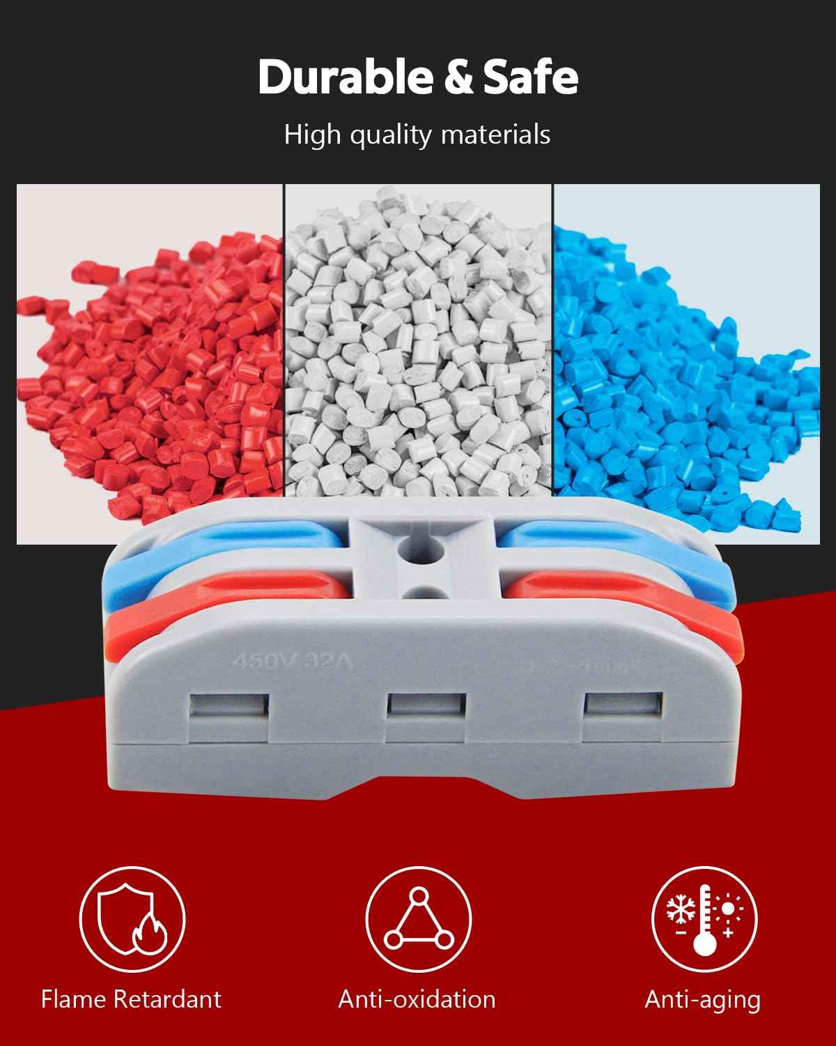 ALITOVE 50pcs Electrical Connectors Push in Lever Nuts Quick Connect 2 Wire Splice Kit Compact Inline Terminals for Wire Splicing Project, 28-12 AWG, 2 in 2 Out