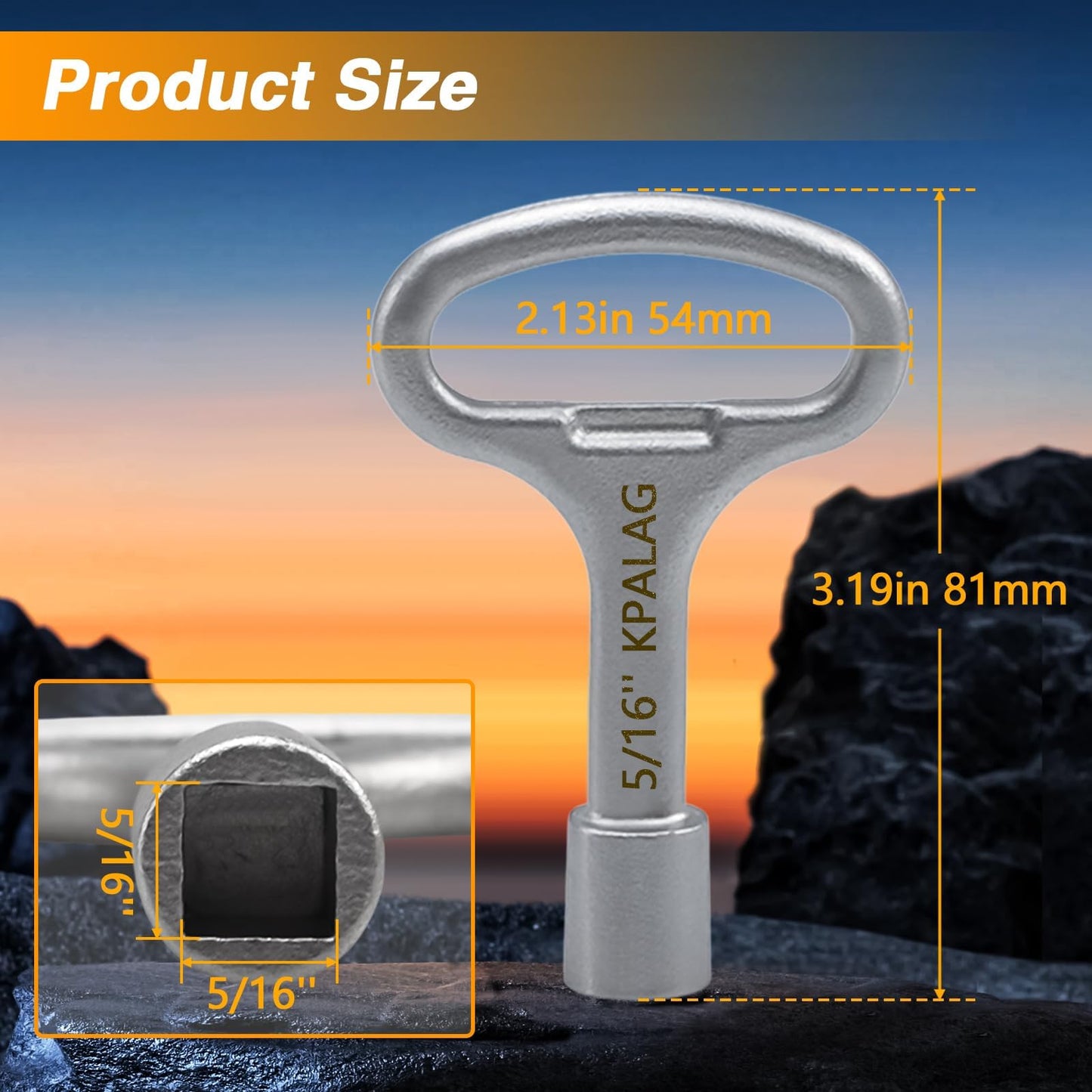 KPALAG Upgraded Stainless Steel 5/16'' Square Hydrant Key, Sillcock Water Key, Shut Off tool for Wall Hydrant Water Spigot and Outdoor Hose Faucet Valve, Replace# 80132